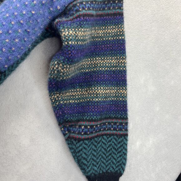 Lady Clansman Shetland Wool Sz M Fair Isle Colorblock Purple Blue Vintage - Picture 3 of 16